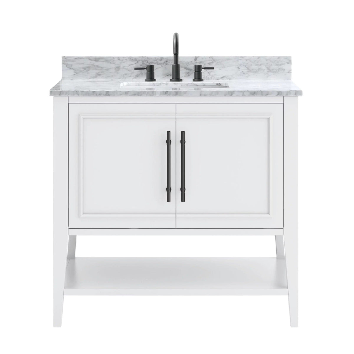 Arietta 37 in. White Vanity with Carrara Marble Top