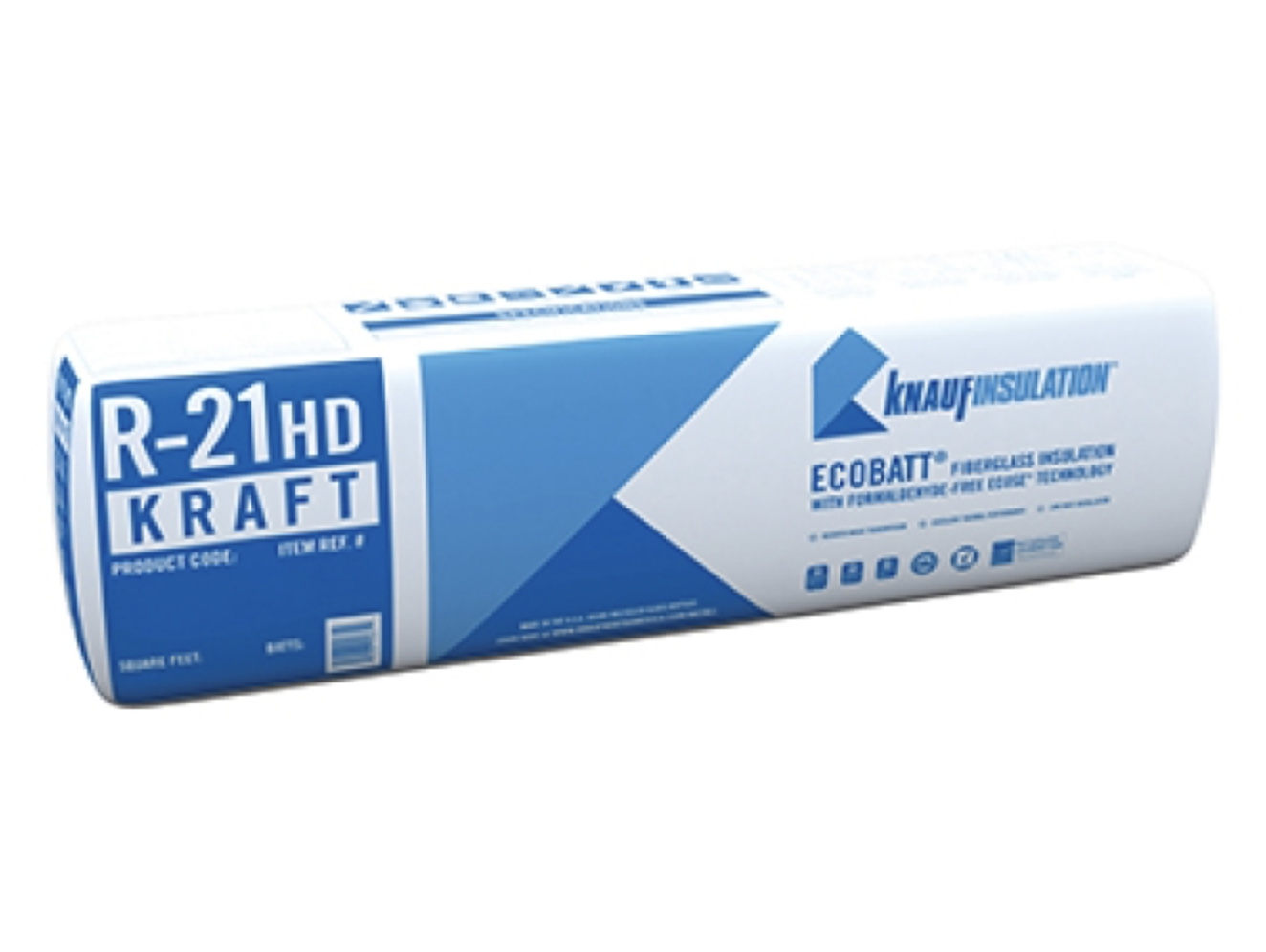 Knauf Insulation EcoBatt R-21 HD Kraft-Faced Fiberglass Insulation Batts, 5-1/2 in. x 23 in. x 93 in., 103.98 sq. ft.