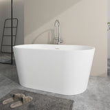 Vanity Art Bordeaux 67 in. Acrylic Flatbottom Freestanding Bathtub in White/Titanium Gold