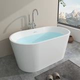 Vanity Art Bordeaux 67 in. Acrylic Flatbottom Freestanding Bathtub in White/Titanium Gold