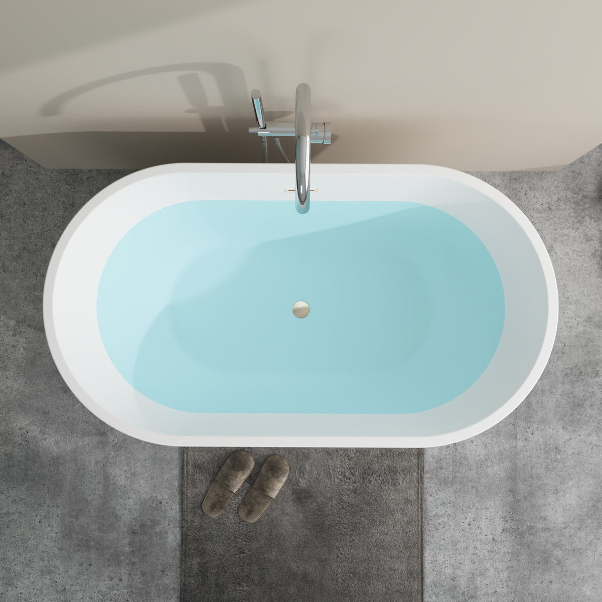 Vanity Art Bordeaux 67 in. Acrylic Flatbottom Freestanding Bathtub in White/Titanium Gold