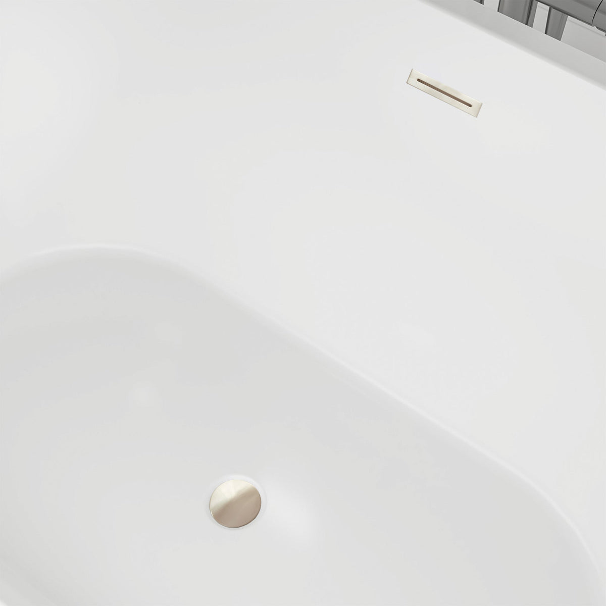 Vanity Art Bordeaux 67 in. Acrylic Flatbottom Freestanding Bathtub in White/Titanium Gold