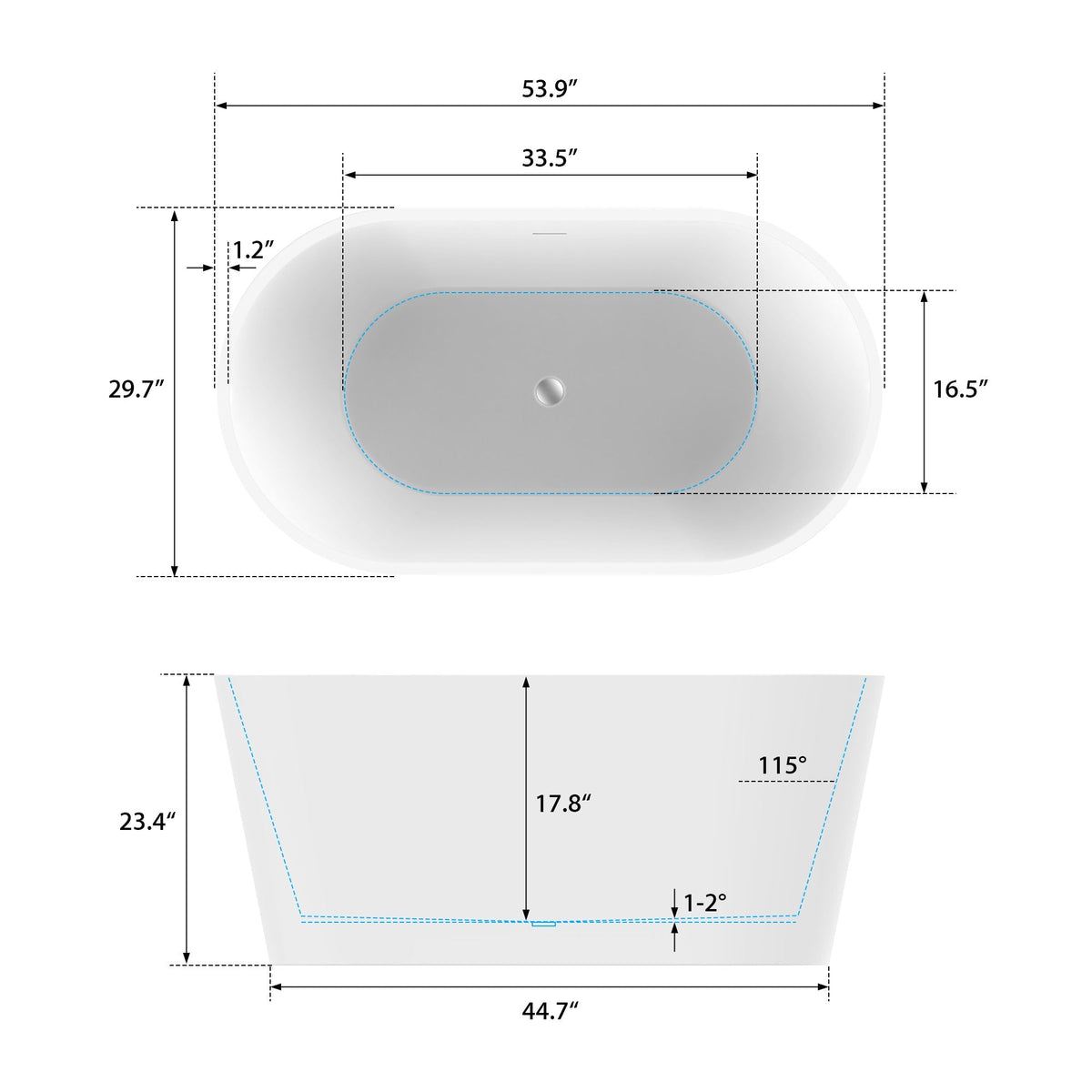 Vanity Art Bordeaux 67 in. Acrylic Flatbottom Freestanding Bathtub in White/Titanium Gold