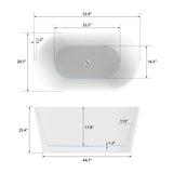 Vanity Art Bordeaux 67 in. Acrylic Flatbottom Freestanding Bathtub in White/Titanium Gold