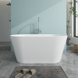 Vanity Art Domme 59 in. Acrylic Flatbottom Freestanding Non-Slip Bathtub in White/Titanium Gold