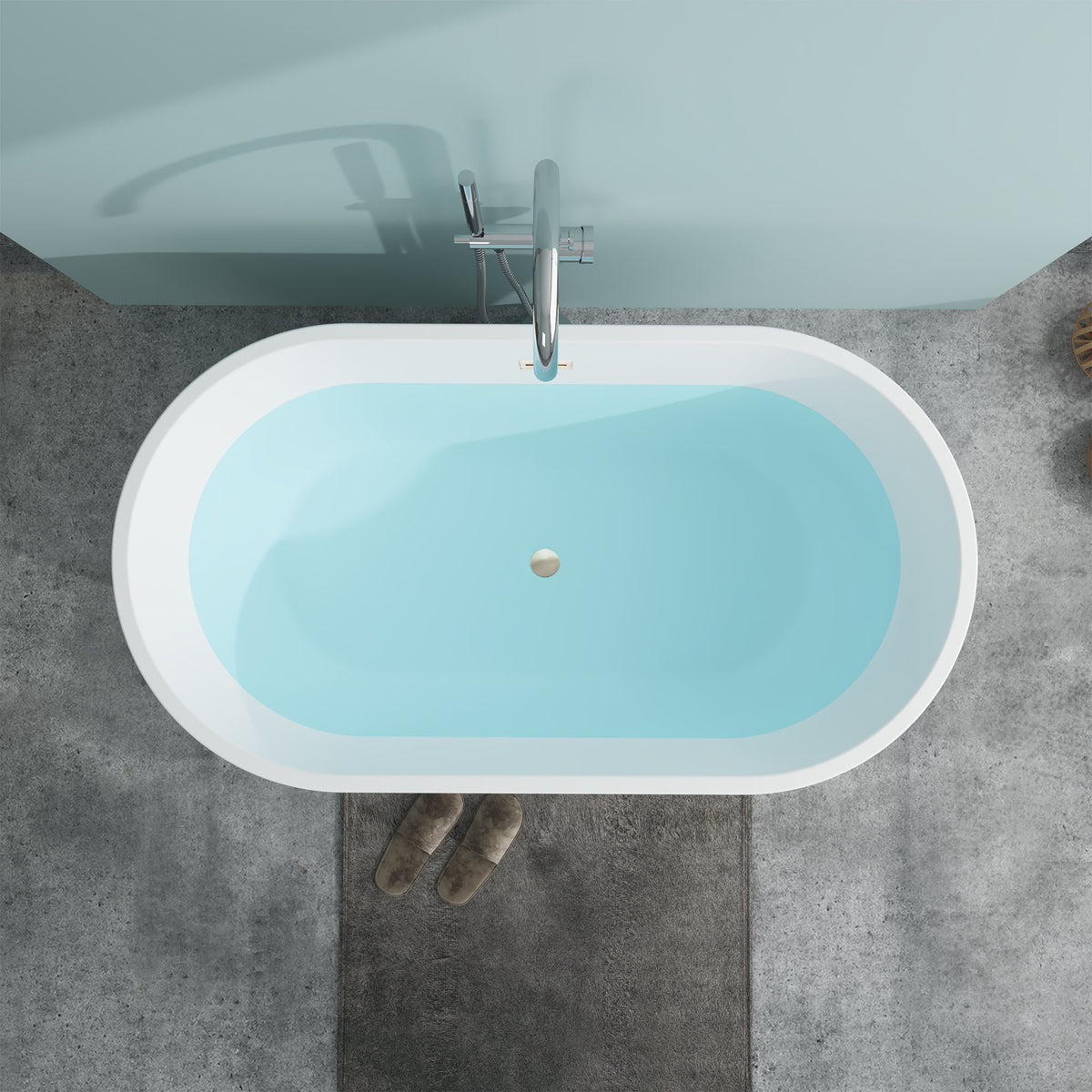 Vanity Art Domme 54 in. Acrylic Flatbottom Freestanding Non-Slip Bathtub in Pure White