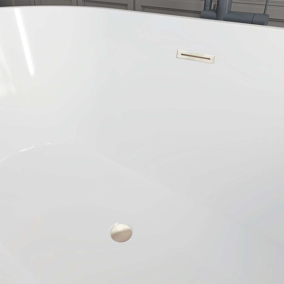Vanity Art Domme 54 in. Acrylic Flatbottom Freestanding Non-Slip Bathtub in Pure White