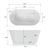 Vanity Art Domme 59 in. Acrylic Flatbottom Freestanding Non-Slip Bathtub in White/Titanium Gold
