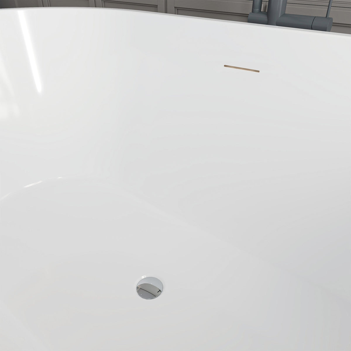 Vanity Art Domme 54 in. Acrylic Flatbottom Freestanding Non-Slip Bathtub in Pure White