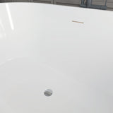 Vanity Art Domme 54 in. Acrylic Flatbottom Freestanding Non-Slip Bathtub in White/Polished Chrome