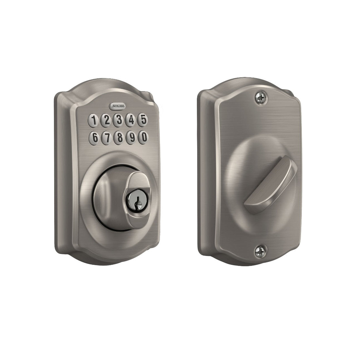 Schlage Camelot Satin Nickel Keypad Electronic Door Lock Deadbolt