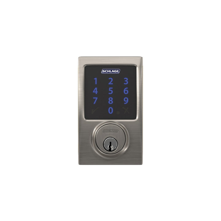 Schlage Century Matte Black Connect Smart Door Lock with Alarm