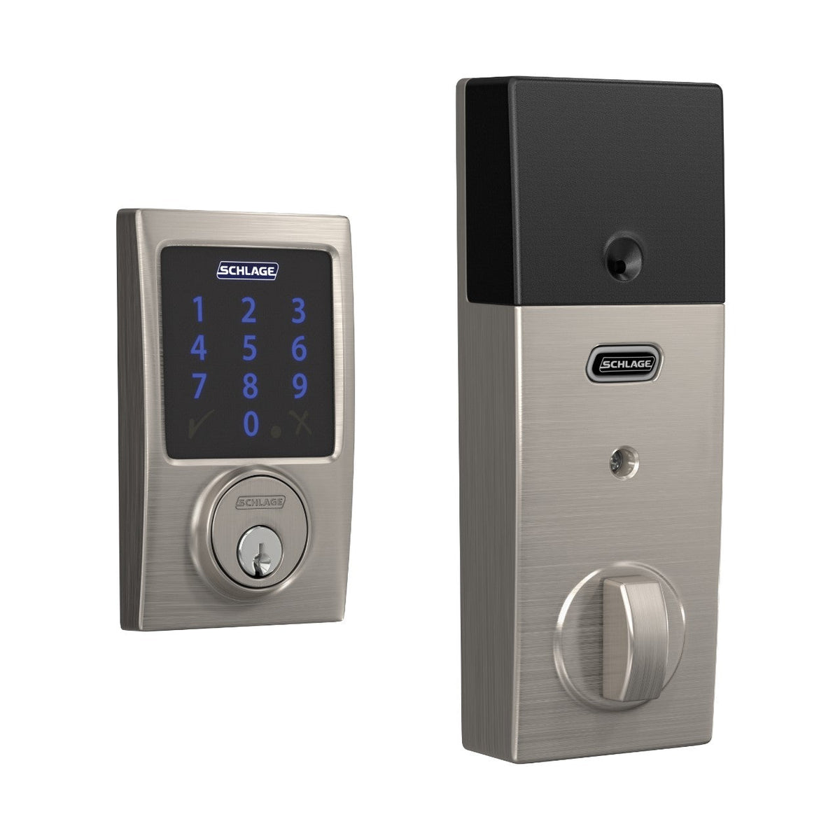 Schlage Century Matte Black Connect Smart Door Lock with Alarm