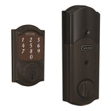 Schlage Sense Satin Nickel Camelot Trim Smart Deadbolt + Wi‑Fi Adapter Bundle