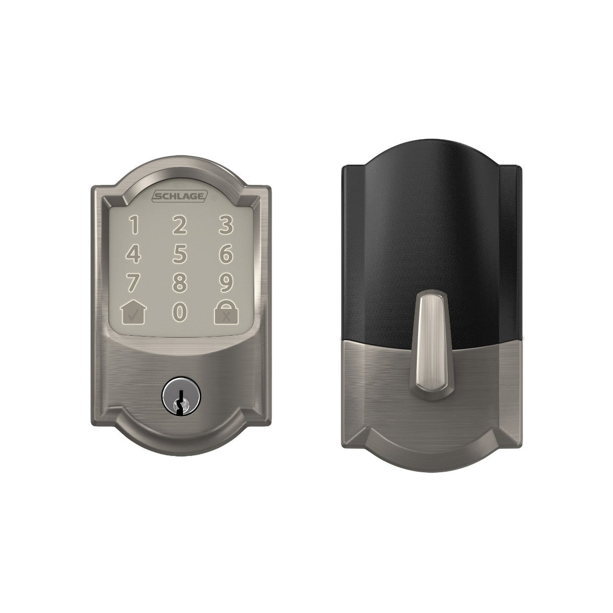 Schlage Camelot Encode Smart WiFi Deadbolt with Built‑In Alarm, Aged Bronze