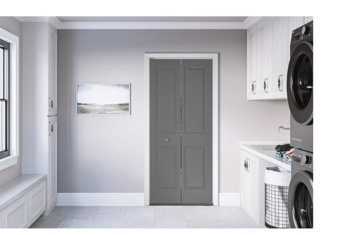 Masonite Traditional 24-in x 80-in Snowstorm 2-Panel Square Prefinished Molded Composite Bifold Door