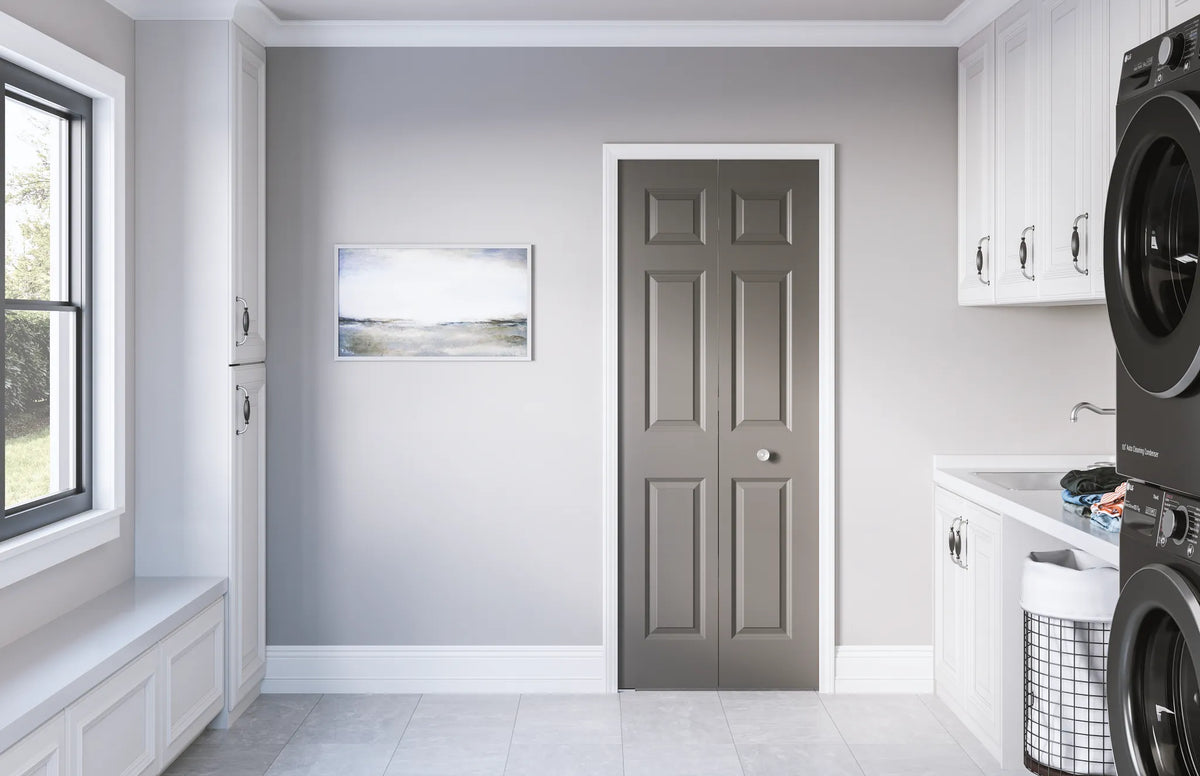 Masonite Traditional 36-in x 80-in Primed 6-Panel Molded Composite Bifold Door with Hardware
