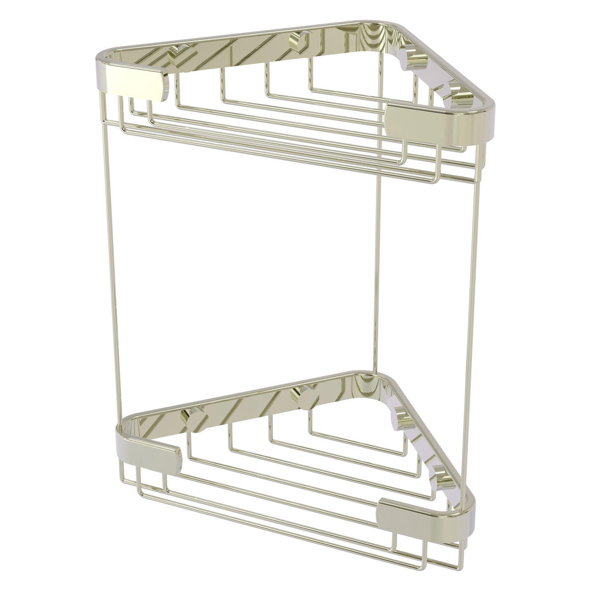 Allied Brass Double Tier Corner Shower Basket in Polished Brass