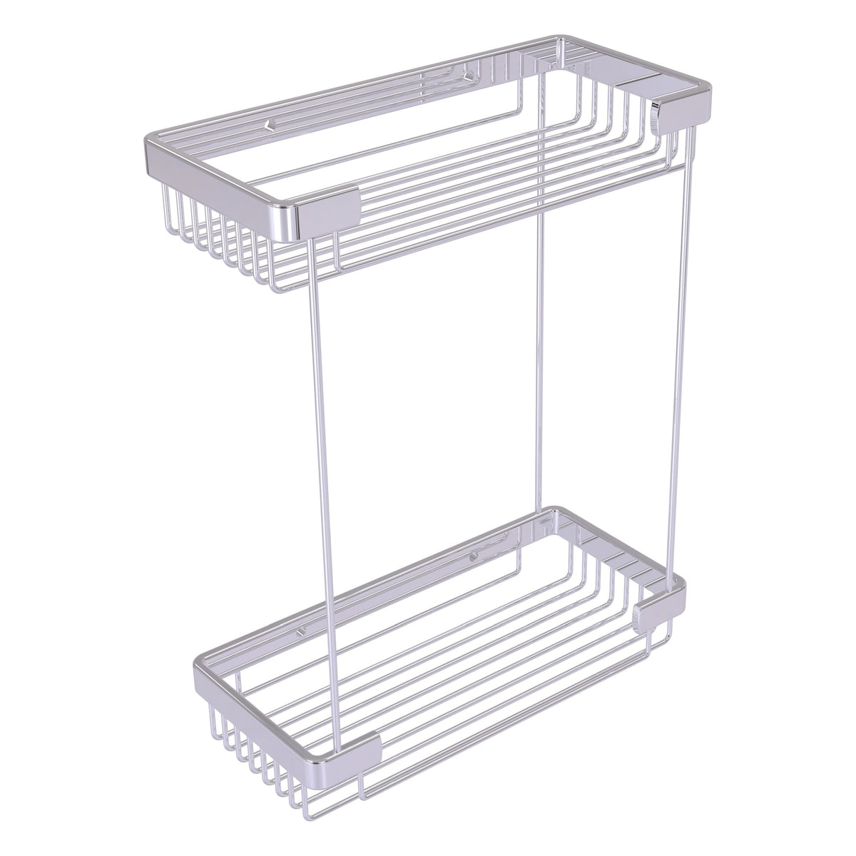 Allied Brass Double Tier Rectangular Toiletry Shower Basket in Matte White, 10.5 x 12 x 4.8 in