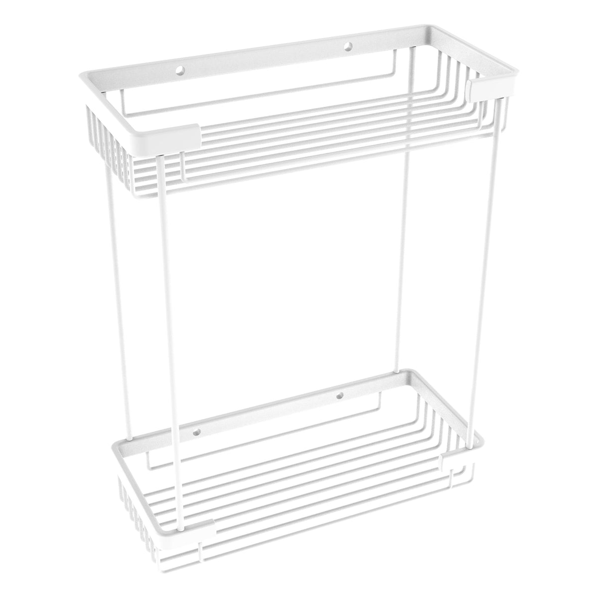 Allied Brass Double Tier Rectangular Toiletry Shower Basket in Matte White, 10.5 x 12 x 4.8 in