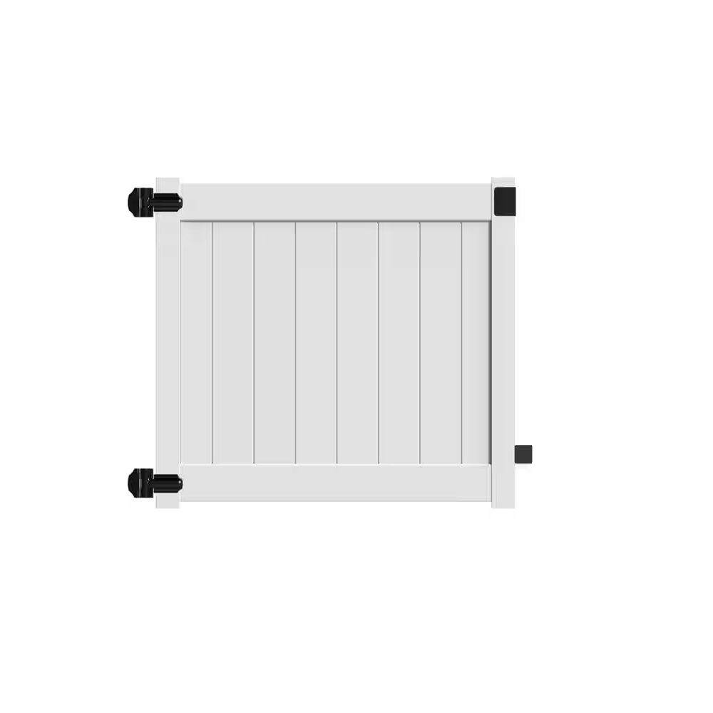 Barrette Outdoor Living Bryce and Washington Series 5 ft. W x 4 ft. H White Vinyl Drive Fence Gate Kit