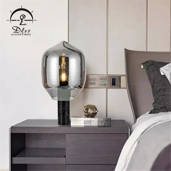 DLSS Lighting Bedroom Study Hotel Bedside Desk Light LED Marble Modern Table Lamp