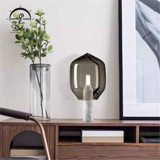 DLSS Lighting Bedroom Study Hotel Bedside Desk Light LED Marble Modern Table Lamp