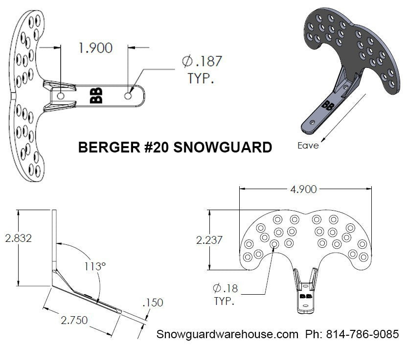Berger Iron Malleable #20 Snow Guards