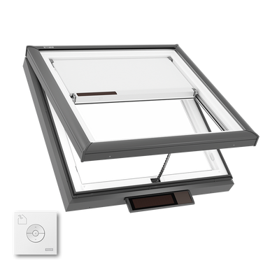 VELUX Curb Mount Solar Venting Laminated LoE3 Skylight with White Room Darkening Shade VCS 3737 2004S