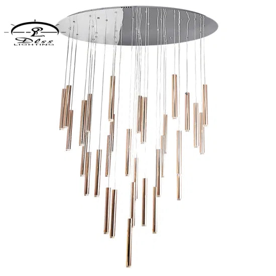 DLSS Lighting Co., Ltd Big Project Rose Gold LED Tube Chandelier