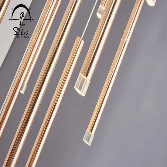 DLSS Lighting Co., Ltd Big Project Rose Gold LED Tube Chandelier