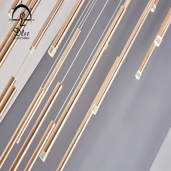DLSS Lighting Co., Ltd Big Project Rose Gold LED Tube Chandelier