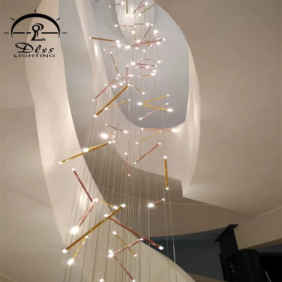 DLSS Lighting Co., Ltd Big Project Rose Gold LED Tube Chandelier