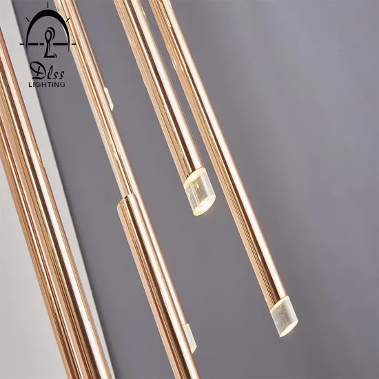 DLSS Lighting Co., Ltd Big Project Rose Gold LED Tube Chandelier