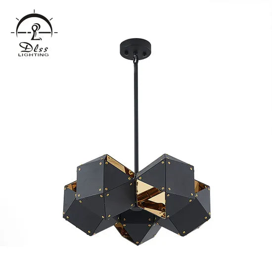 DLSS Lighting Black&Gold Cubic Modern Chandelier for Decoration Pendant Light