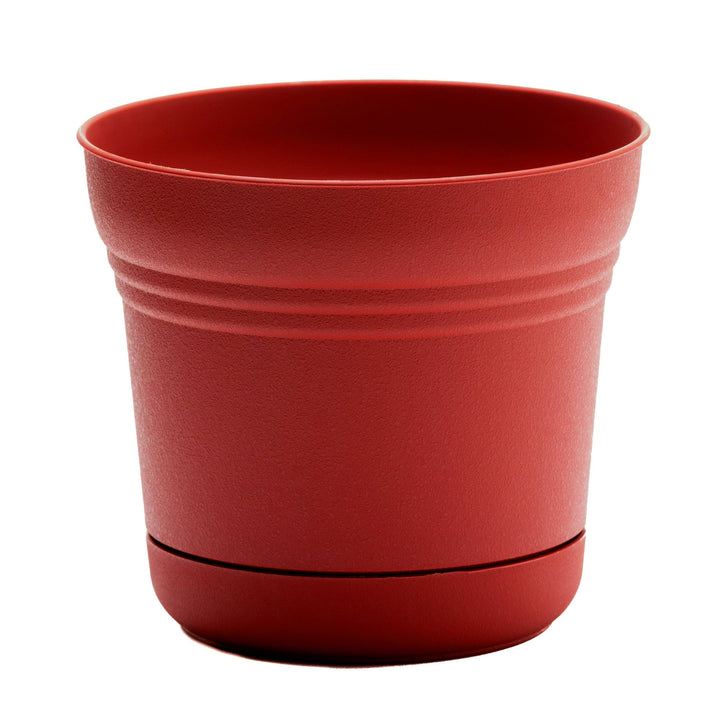 Bloem Saturn Planter w/ Saucer 10" Burnt Red