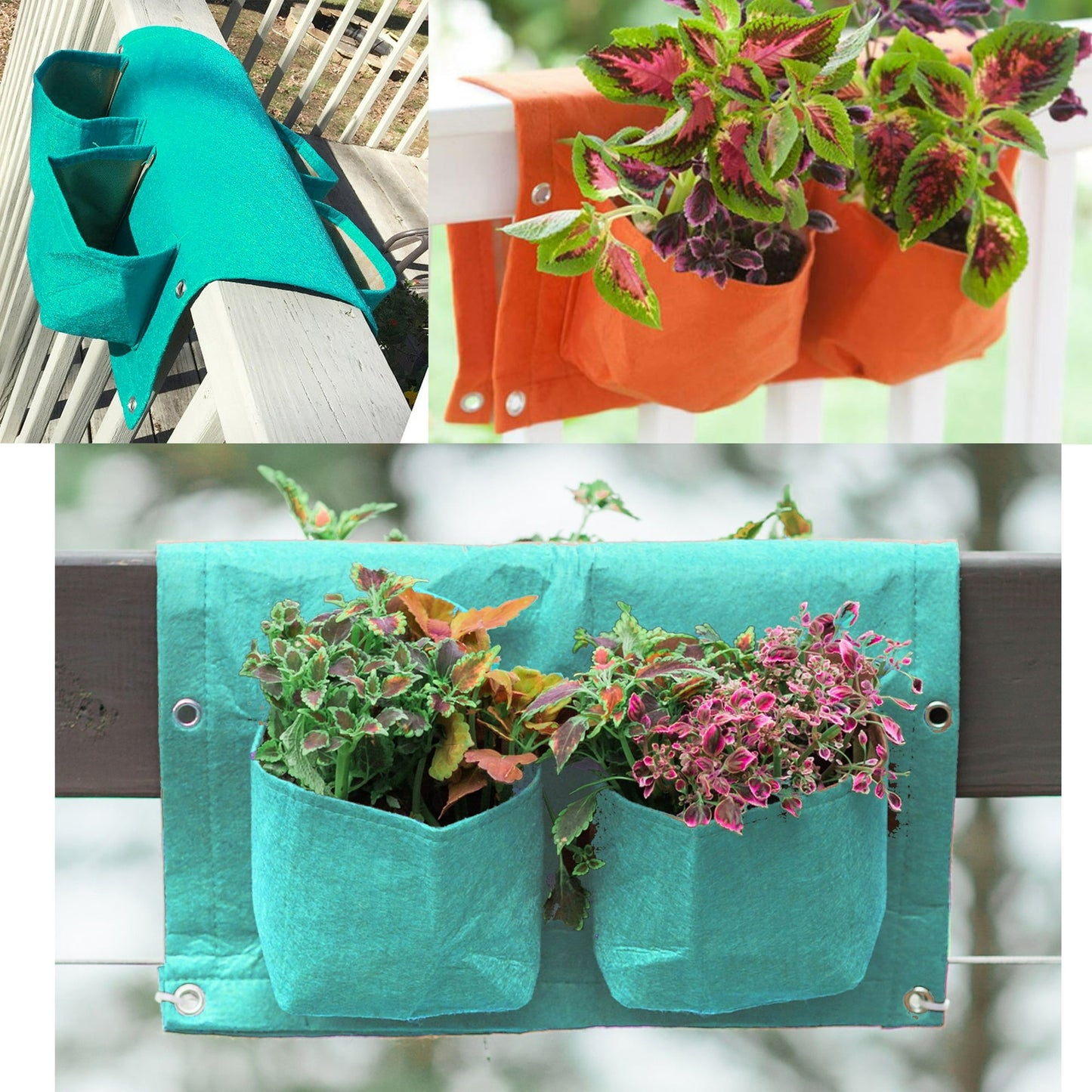 BloemBagz Deck Rail 4-Pocket Hanging Planter Bag Calypso