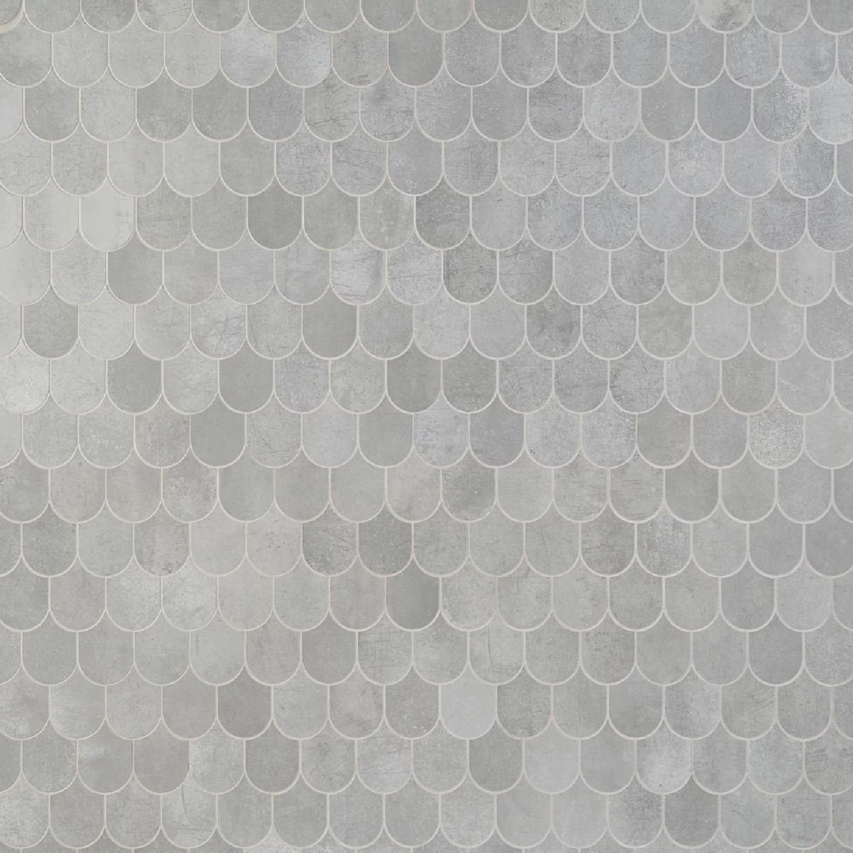 Bond Excalibur Medium Gray Fishscale Plume Matte Porcelain Mosaic Tile