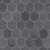 Bond Venom Black Charcoal Fishscale Plume Matte Porcelain Mosaic Tile