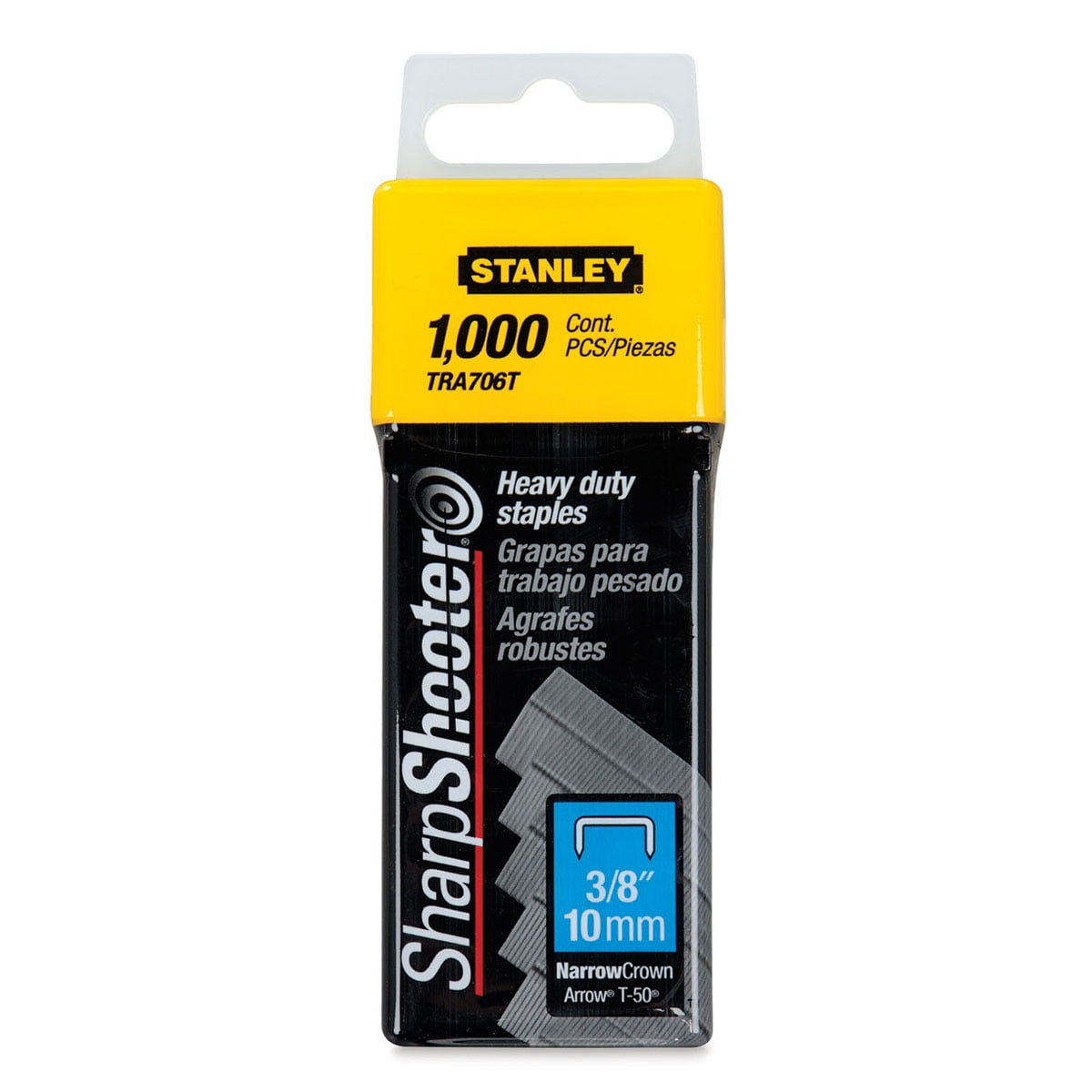 Stanley Bostitch SharpShooter Heavy-Duty Staples, 3/8" Leg Length, 1,000 Count, Steel Gray