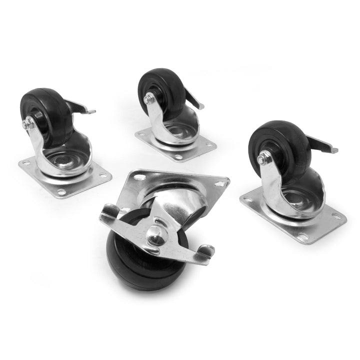 WEN 2 in. 110 lbs. Capacity Rubber Single-Bearing Swivel Plate Caster with Brake (4-Pack)