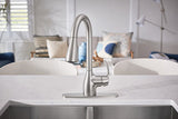 Moen Kleo Single-Handle Pull-Down Kitchen Faucet with Power Clean, Spot Resist Stainless, with Soap Dispenser