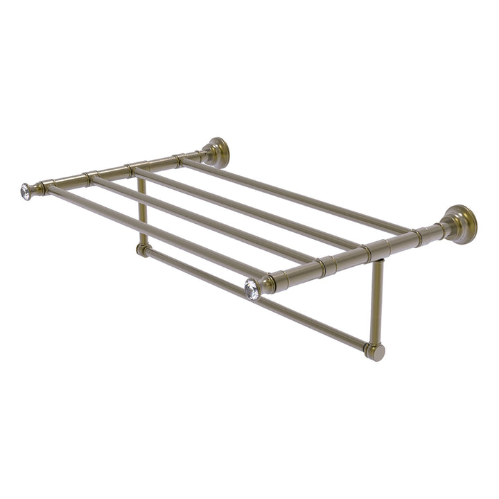 Allied Brass Carolina Crystal Collection 24-in Towel Shelf with Integrated Towel Bar in Polished Brass