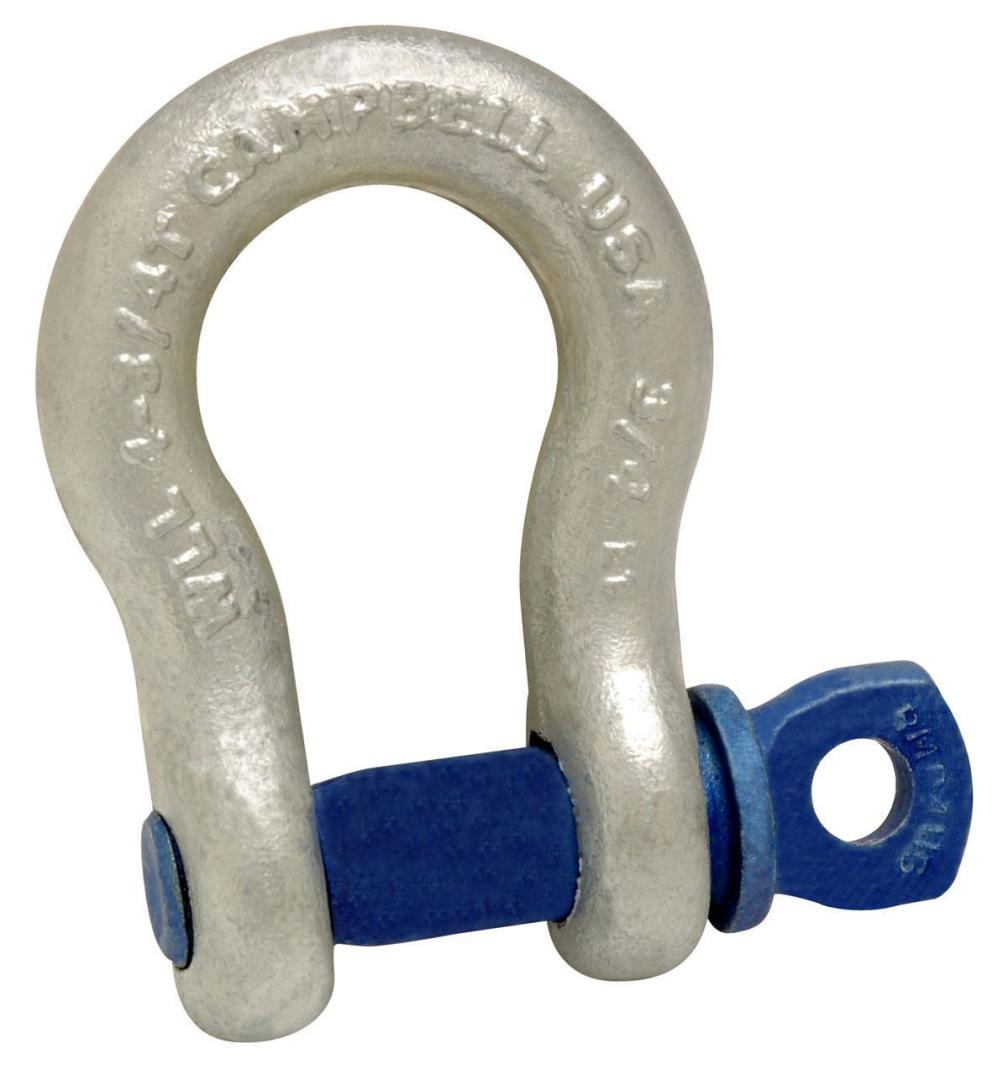 Campbell Galvanized Forged Carbon Steel Anchor Shackle, 3/4 in, Screw Pin, 4-3/4 Ton WLL