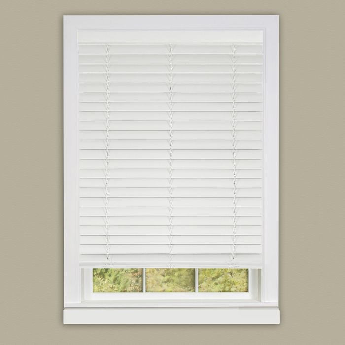 Achim GII Madera Falsa 2-in Slat, 45-in W x 64-in L, Cordless White Vinyl Room Darkening Faux Wood Blinds