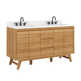Avanity Coventry 60-in Natural Teak Double-Sink Bathroom Vanity Cabinet