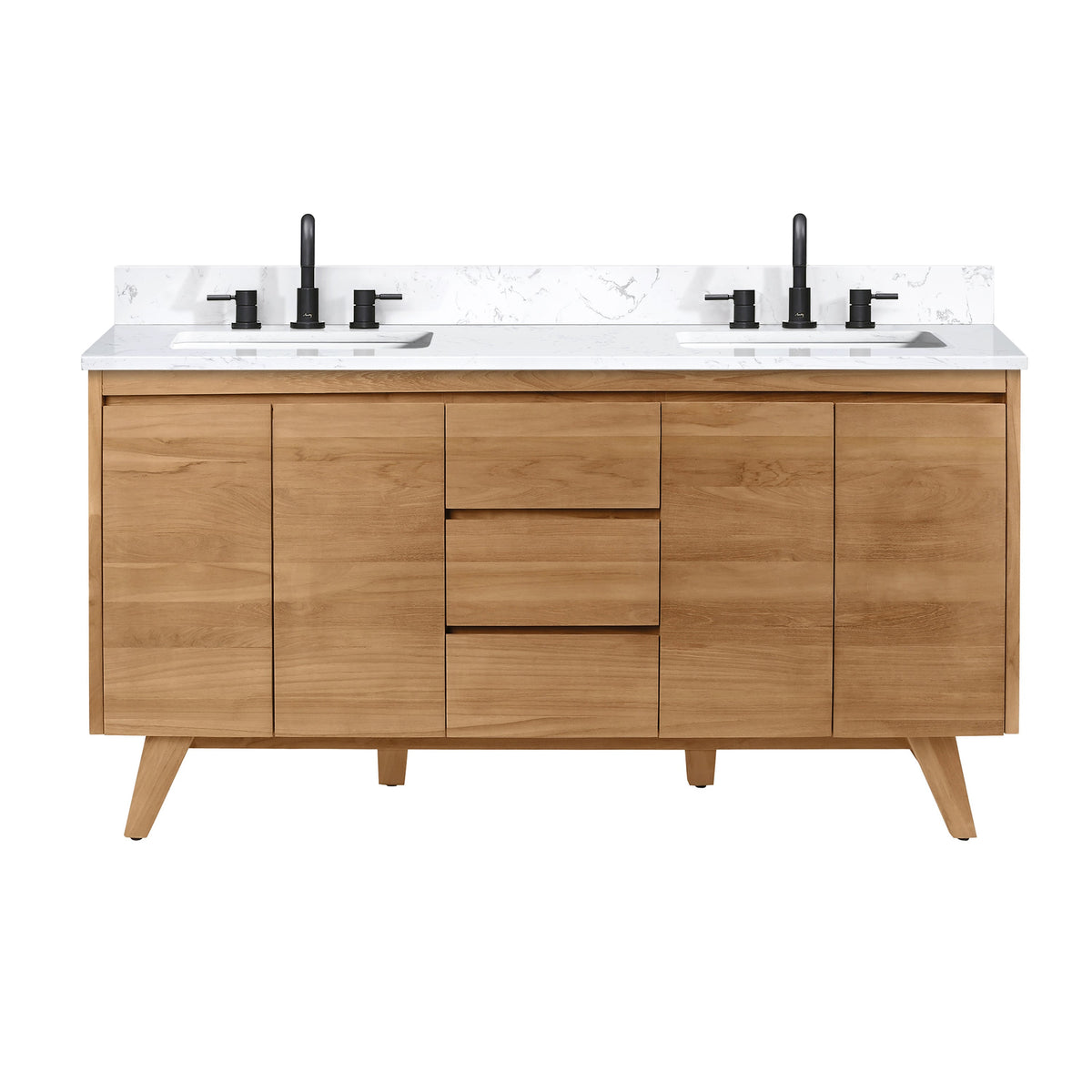 Avanity Coventry 60-in Natural Teak Double-Sink Bathroom Vanity Cabinet