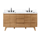 Avanity Coventry 60-in Natural Teak Double-Sink Bathroom Vanity Cabinet