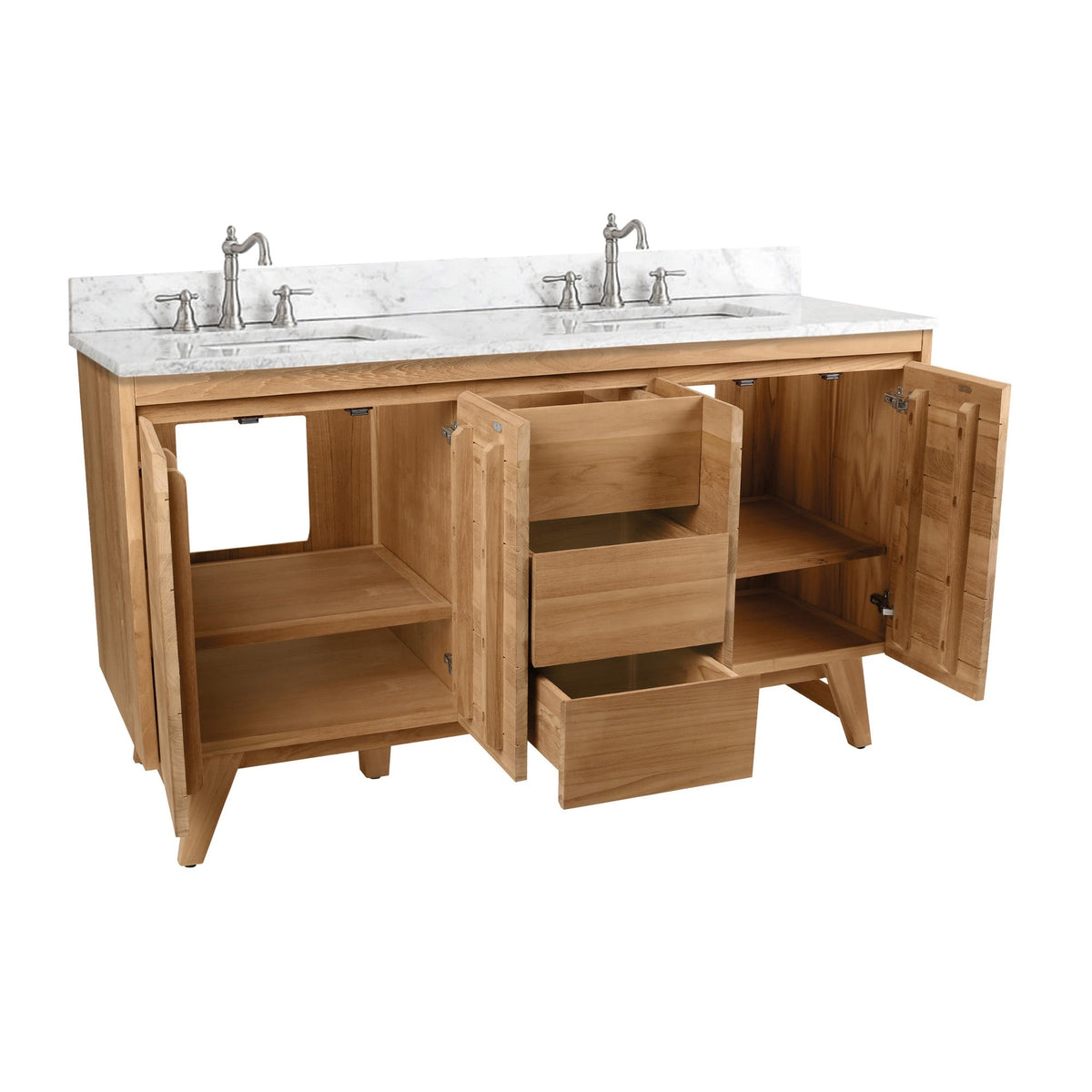 Avanity Coventry 60-in Natural Teak Double-Sink Bathroom Vanity Cabinet