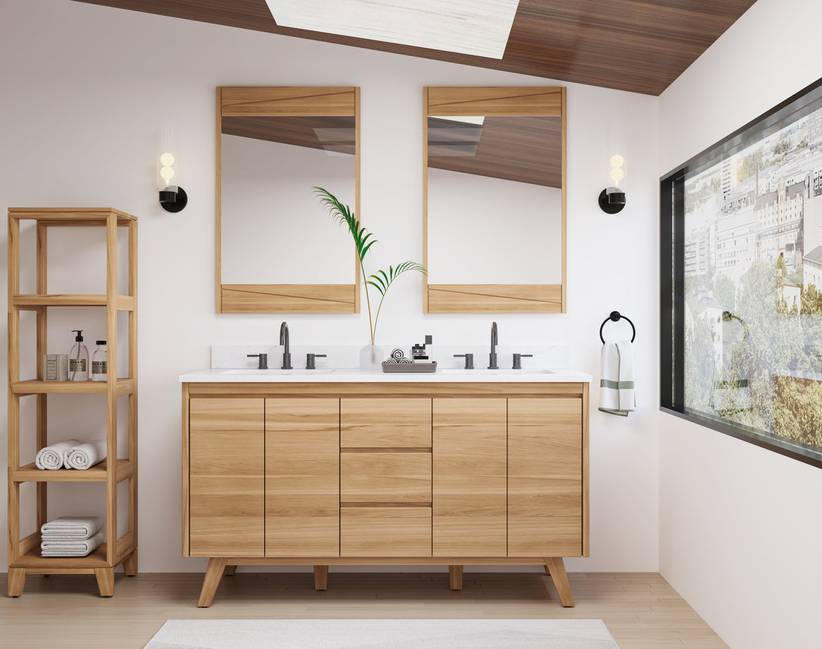 Avanity Coventry 60-in Natural Teak Double-Sink Bathroom Vanity Cabinet